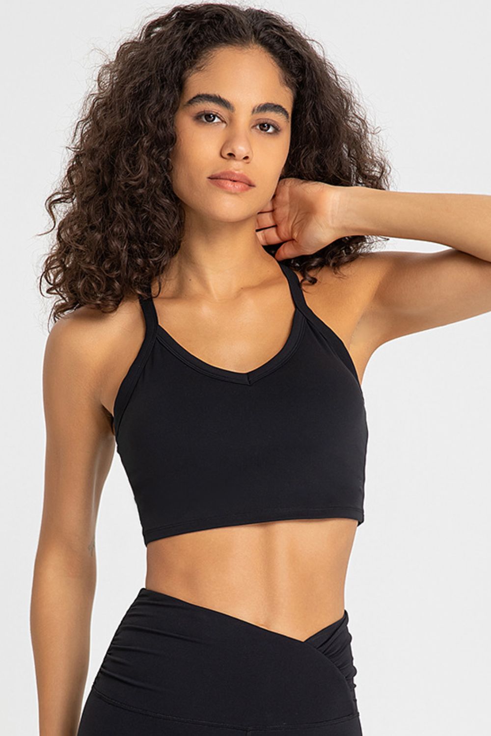 Crisscross Back V-Neck Sports Bra